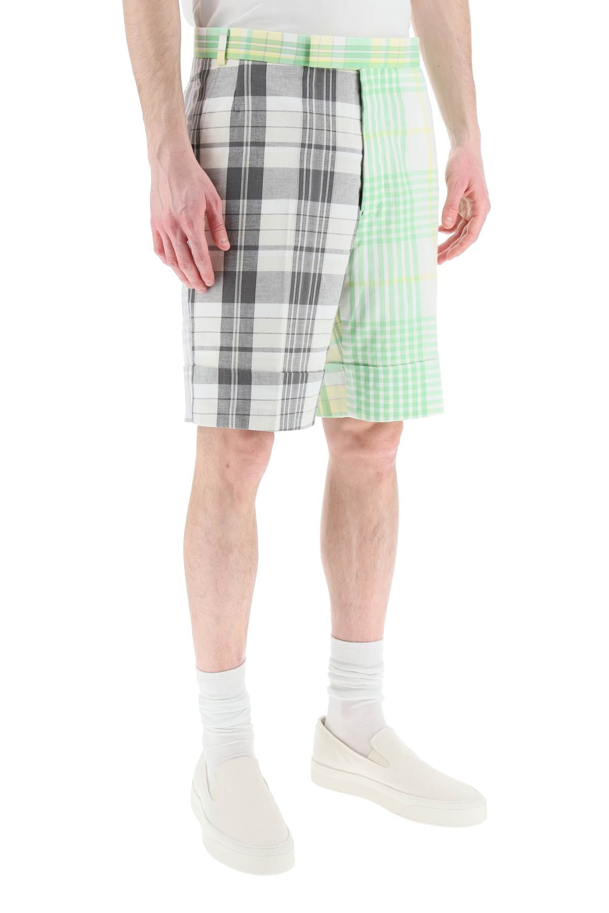 Thom Browne Funmix Madras Cotton Shorts   White