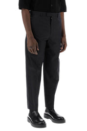 Lemaire Cotton And Silk Carrot Pants For Men   Black