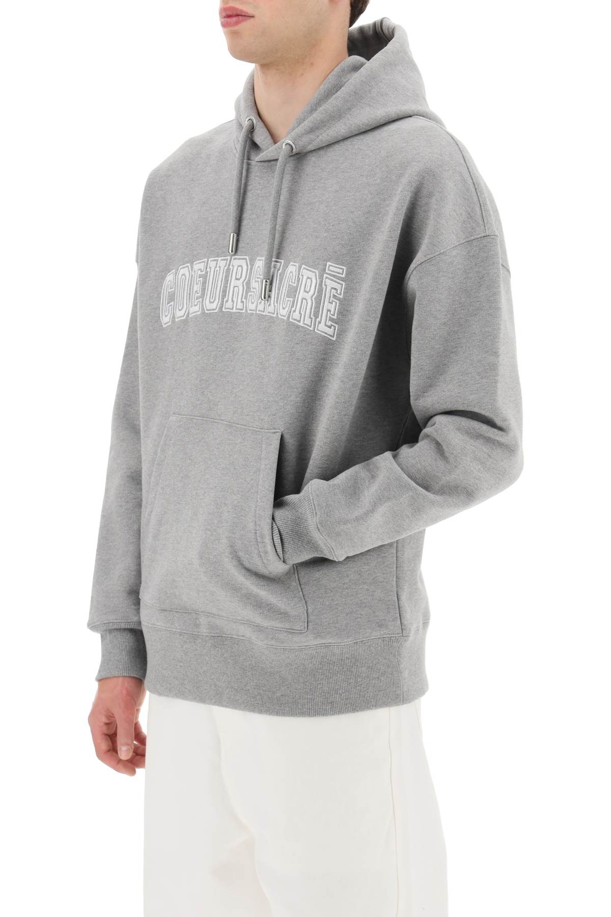 Ami Alexandre Matiussi Hoodie With Lettering Embroidery   Grey