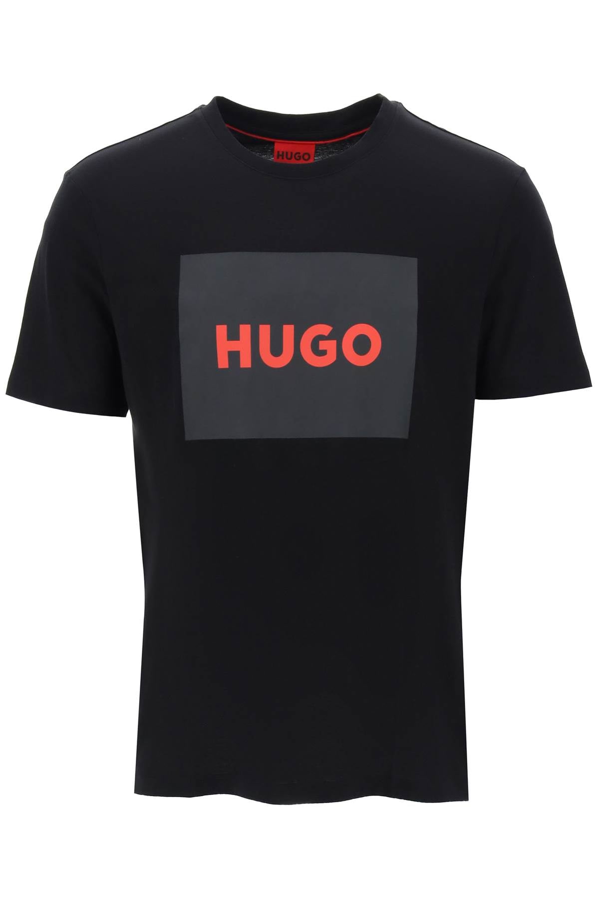 Hugo Dulive T Shirt With Logo Box   Black