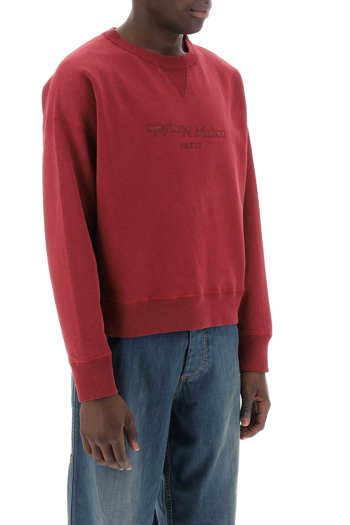 Maison Margiela Reverse Logo Sweatshirt With Hood   Red