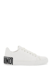 Moschino Leather Sneakers With Rubber Logo Detail.   White