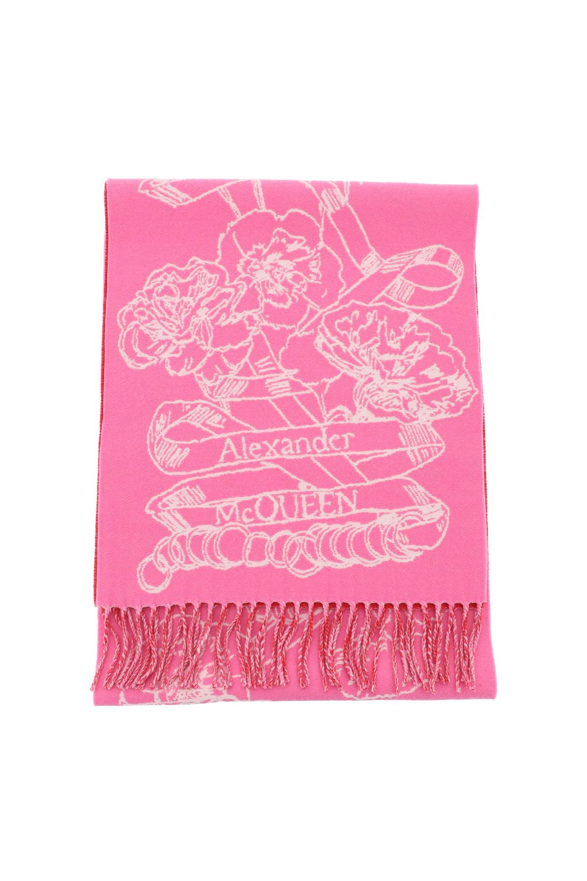 Alexander Mcqueen Wool Reversibile Scarf   Pink