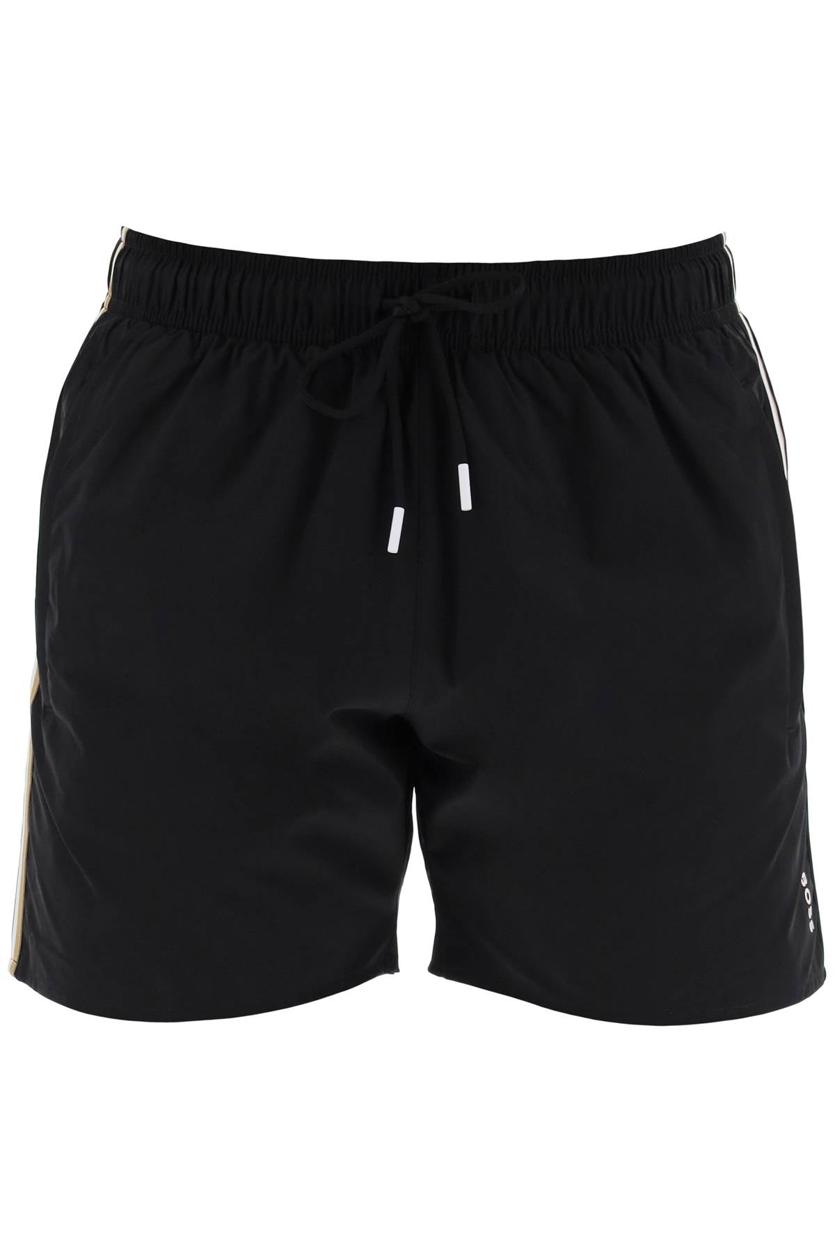 Boss Replace With Double Quoteseaside Bermuda Shorts With Tr   Black