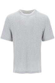 Brunello Cucinelli Overlapped Effect T Shirt In Linen And Cotton   Grey