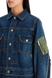 Sacai Denim And Nylon Jacket For Men   Blue