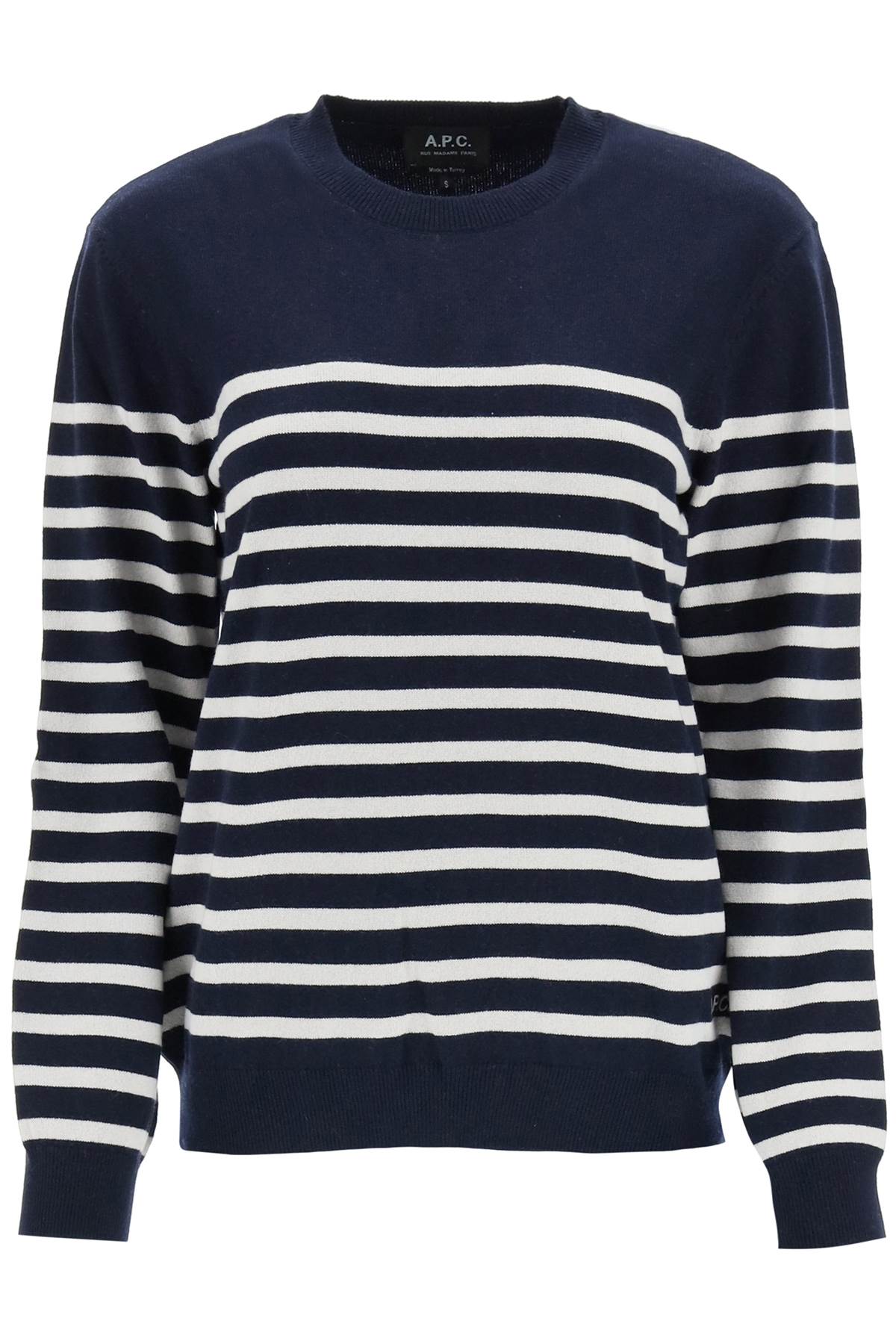 A.P.C. 'Phoebe' Striped Cashmere And Cotton Sweater   Blue