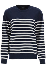 A.P.C. 'Phoebe' Striped Cashmere And Cotton Sweater   Blue