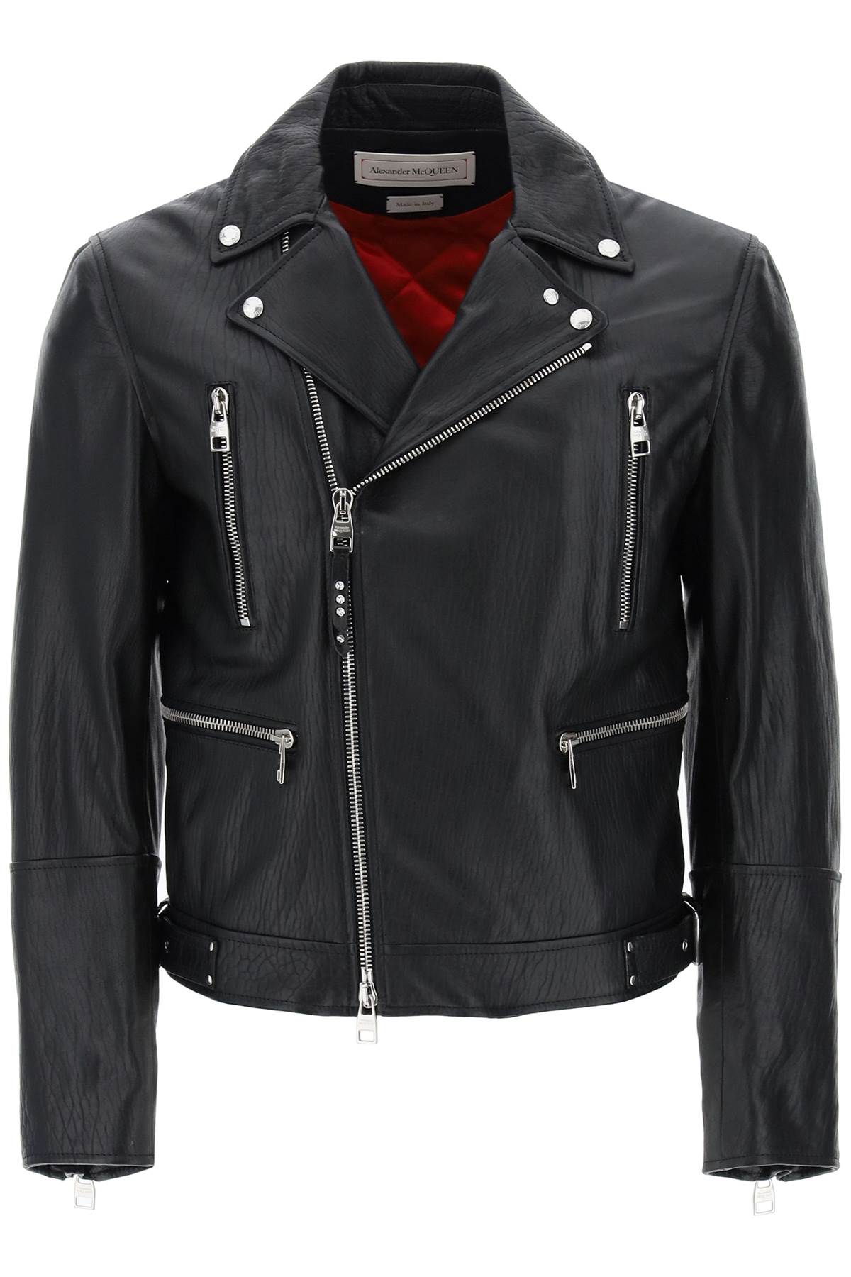 Alexander Mcqueen Leather Biker Jacket   Black