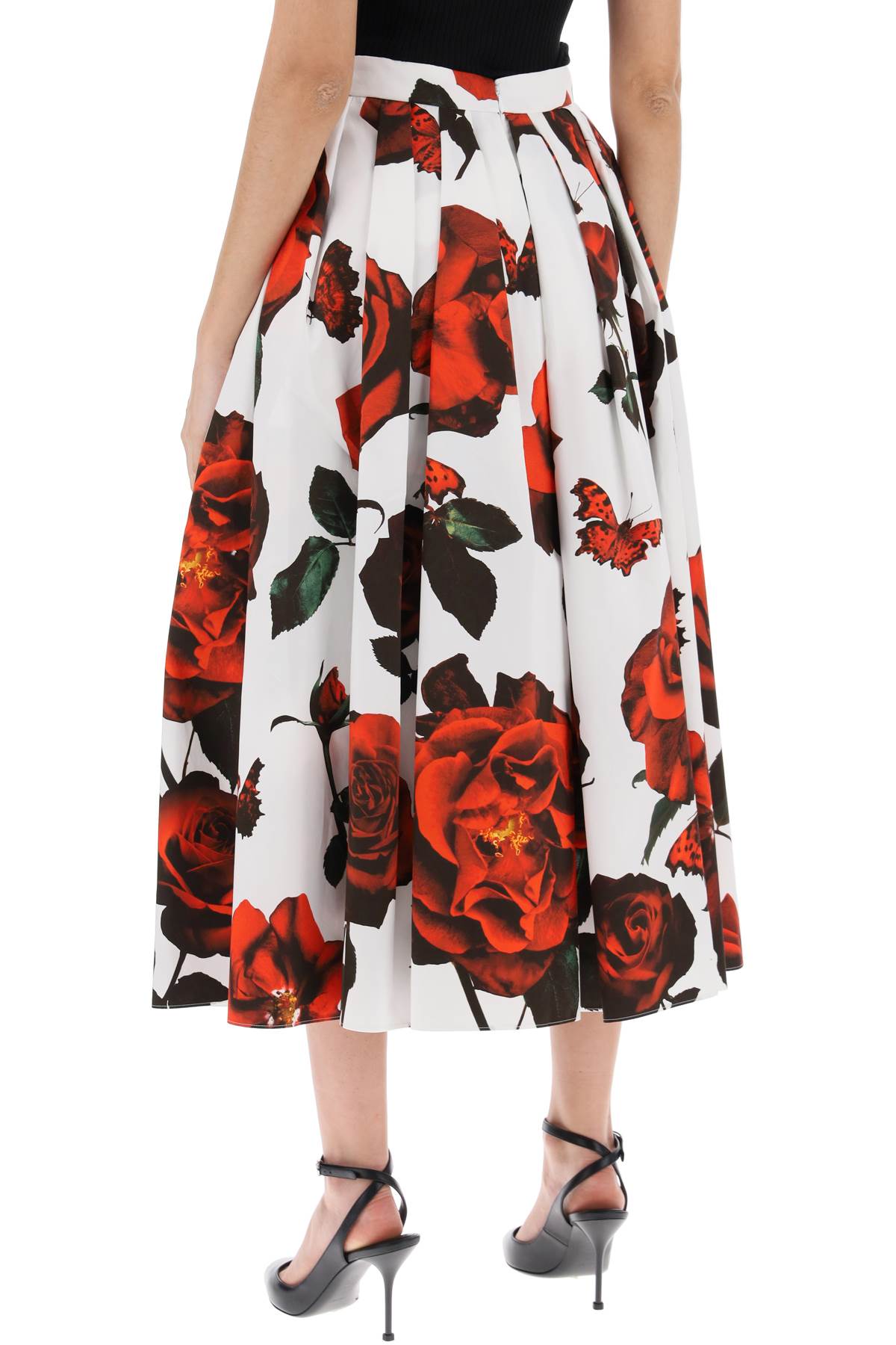 Alexander Mcqueen Tudor Rose Pleated   White