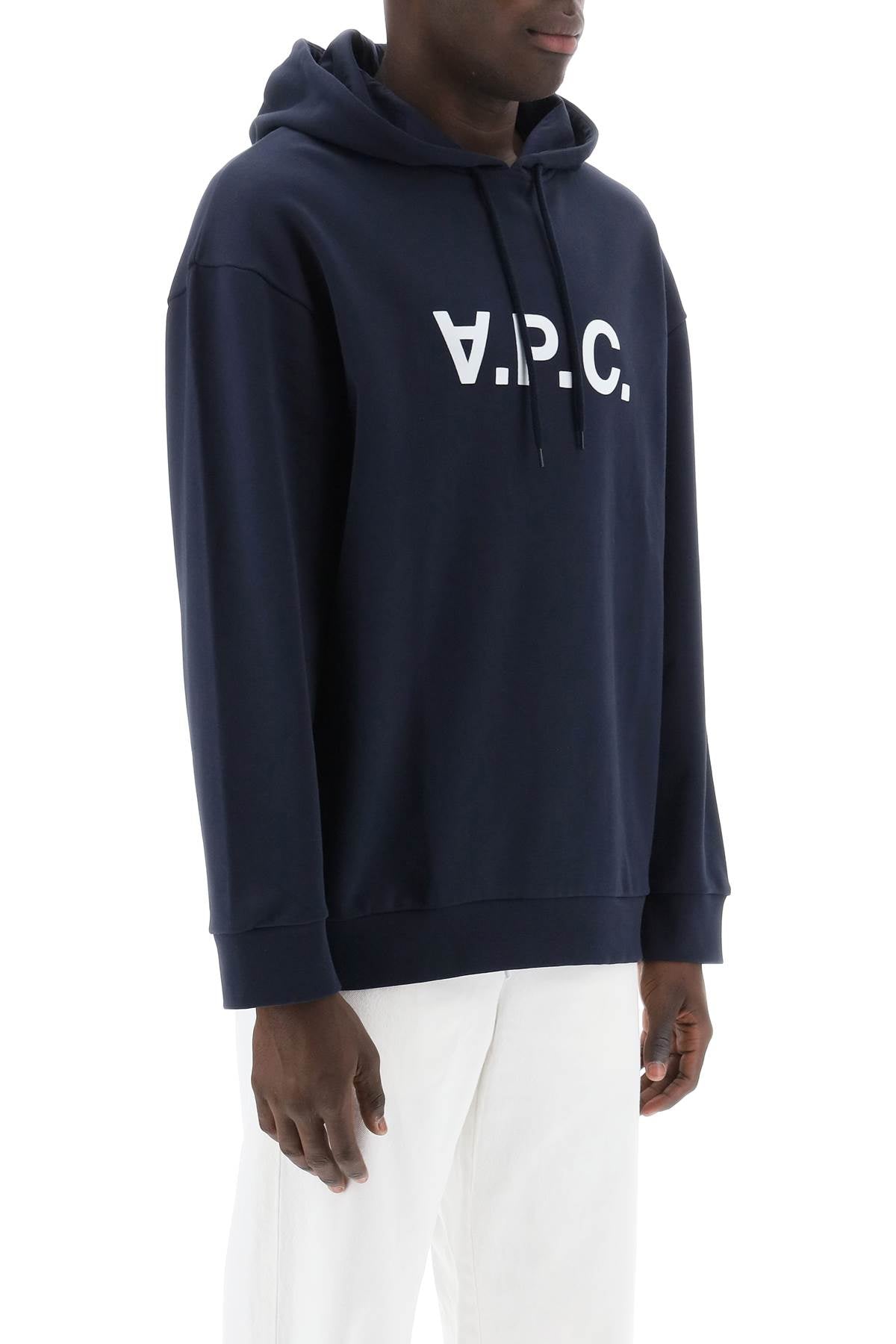 A.P.C. Milo Hoodie With Flocked Logo Print   Blue