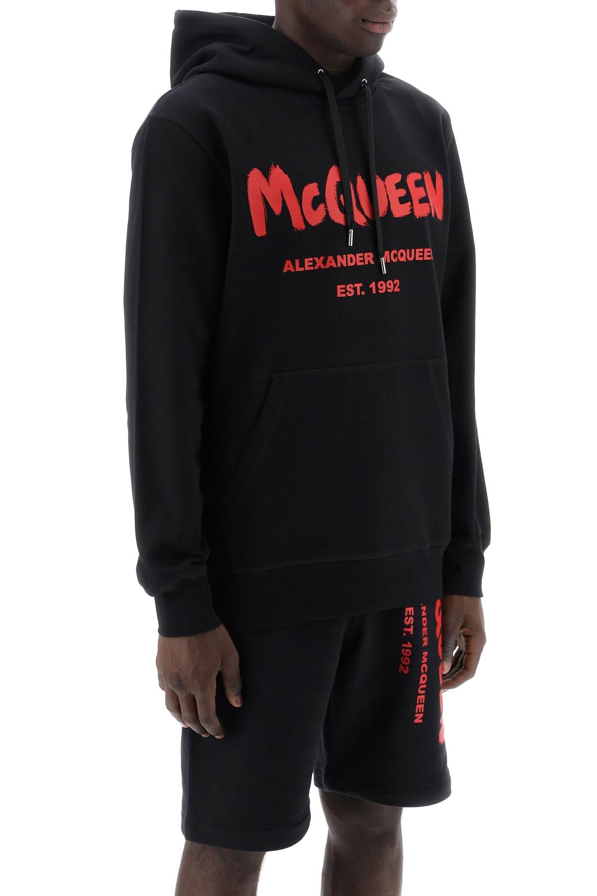 Alexander Mcqueen Graffiti Hoodie   Black