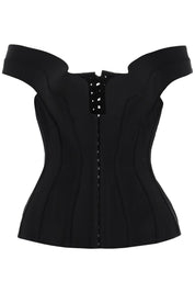 Mugler Off Shoulder Corset Top   Black