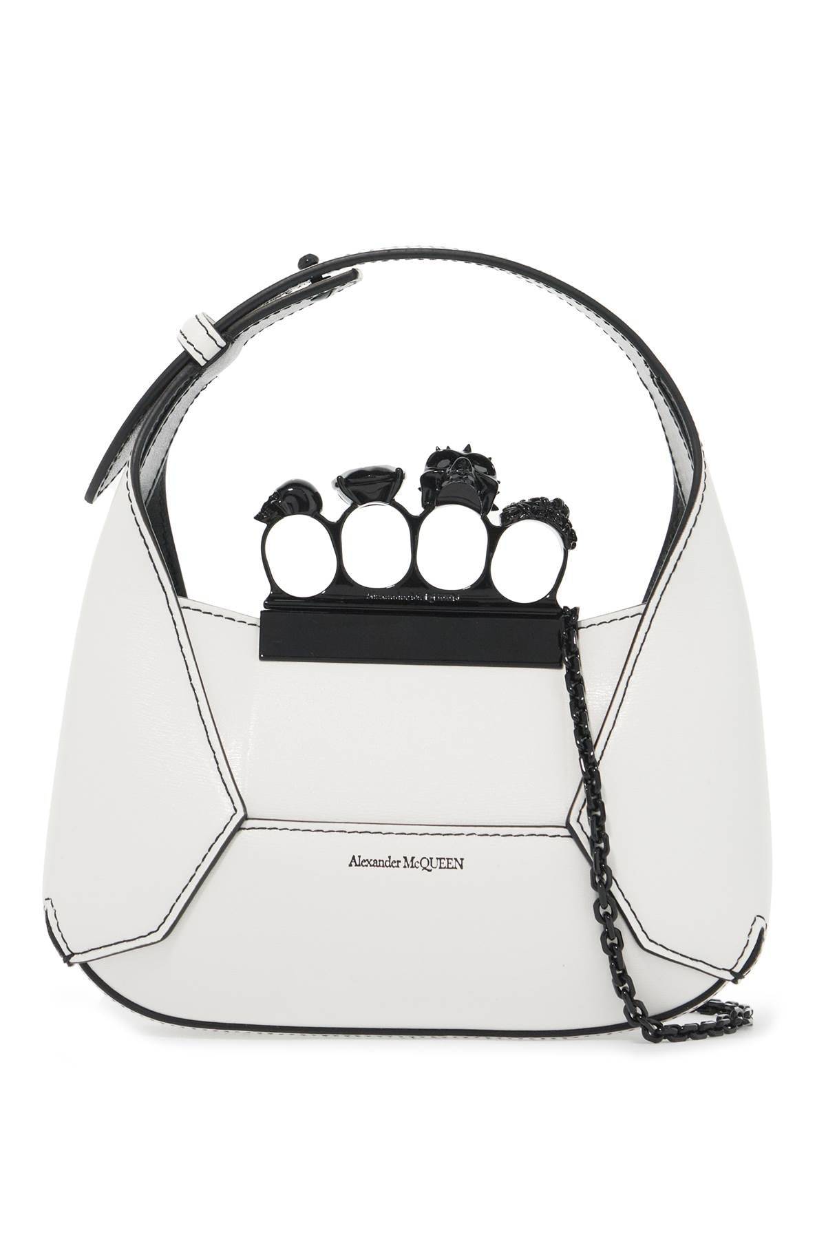 Alexander Mcqueen Mini Jewelled Hobo Bag   White