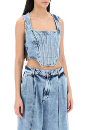 Giuseppe Di Morabito bustier top in marbled denim