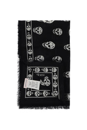 Alexander Mcqueen Light Wool Skull Scarf   Black