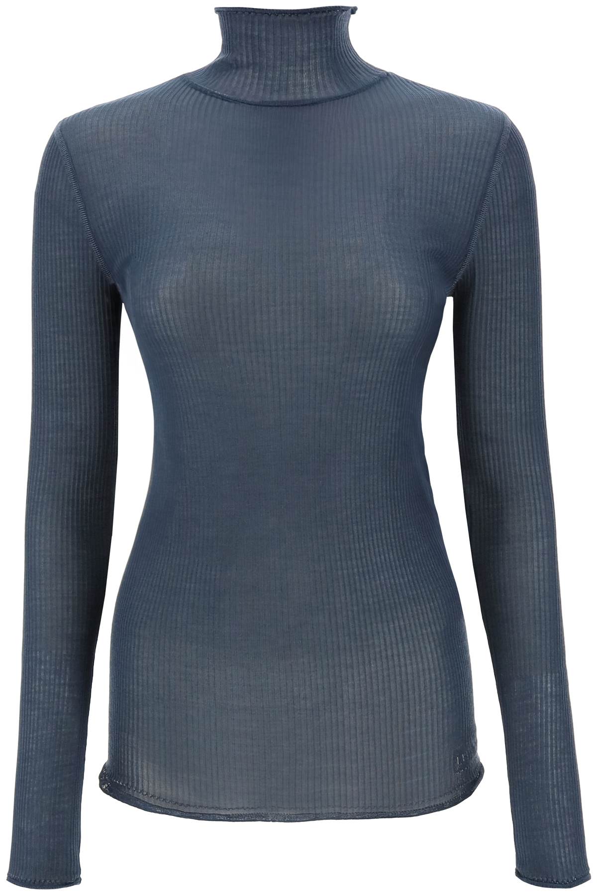 Lemaire Seamless Silk Turtleneck Sweater   Blue