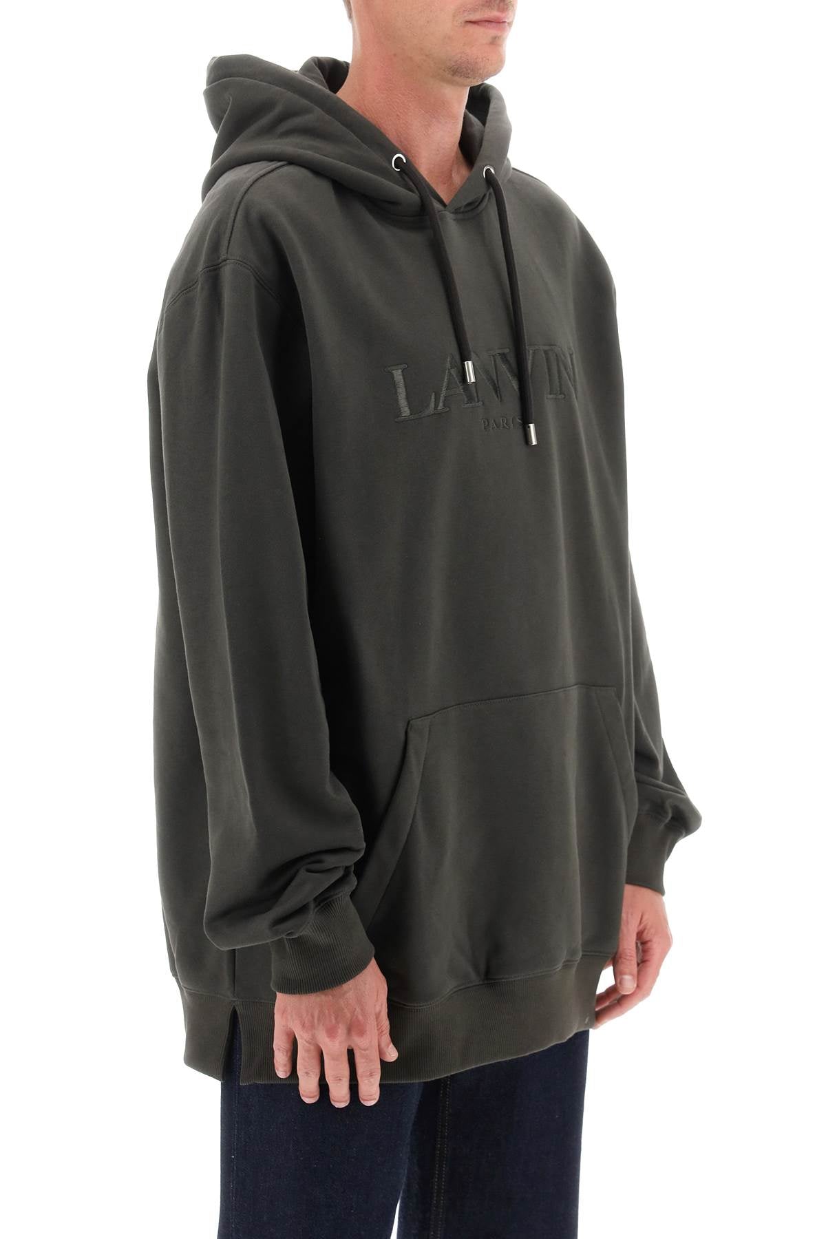 Lanvin Hoodie With Curb Embroidery   Green