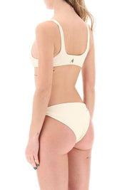 The Attico Ribbed Lycra Bikini Set With   Neutral