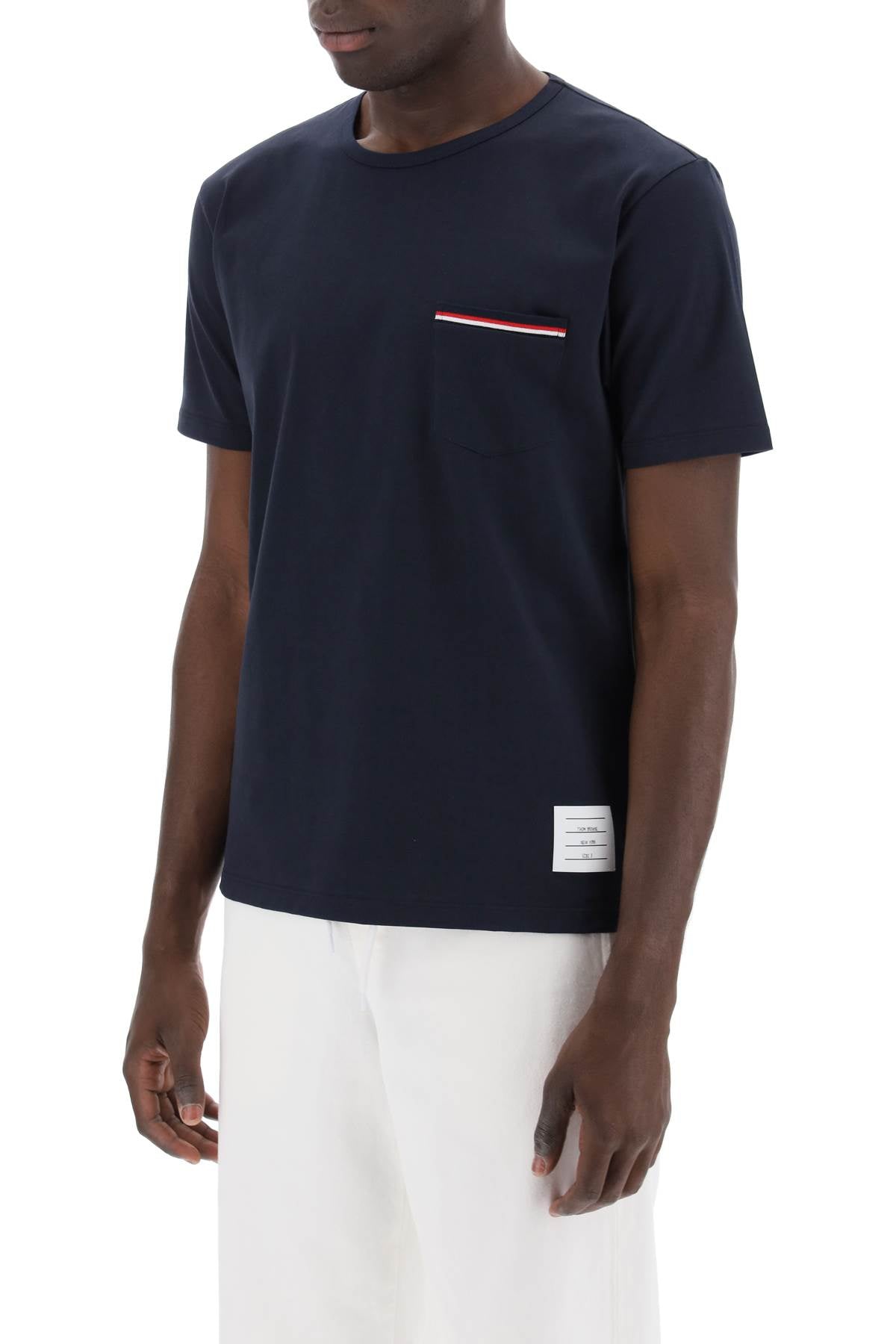 Thom Browne T Shirt Con Taschino Rwb   Blue