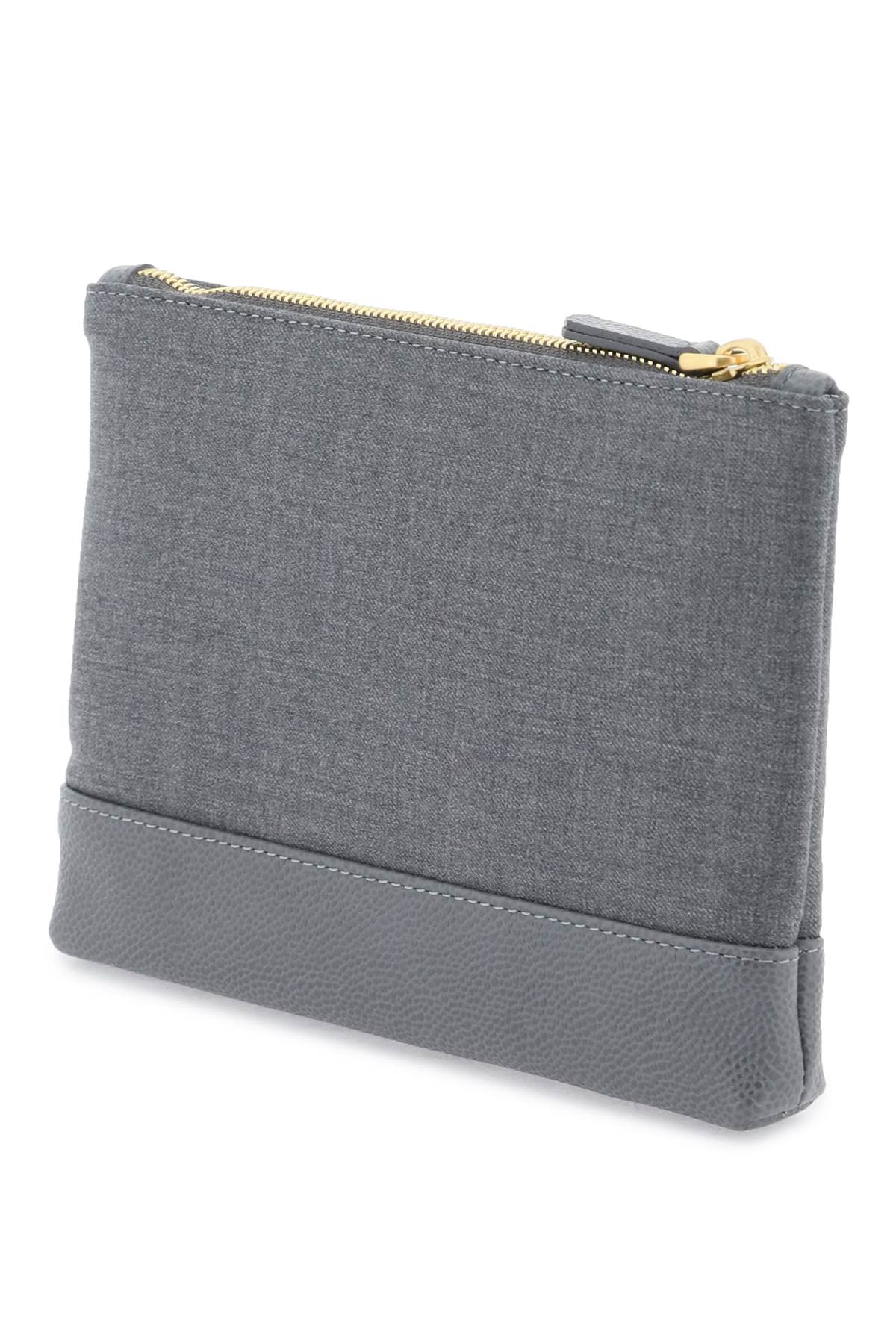 Thom Browne Wool 4 Bar Small Pouch   Grey