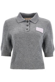 Marni Short Sleeved Cashmere Polo   Grey