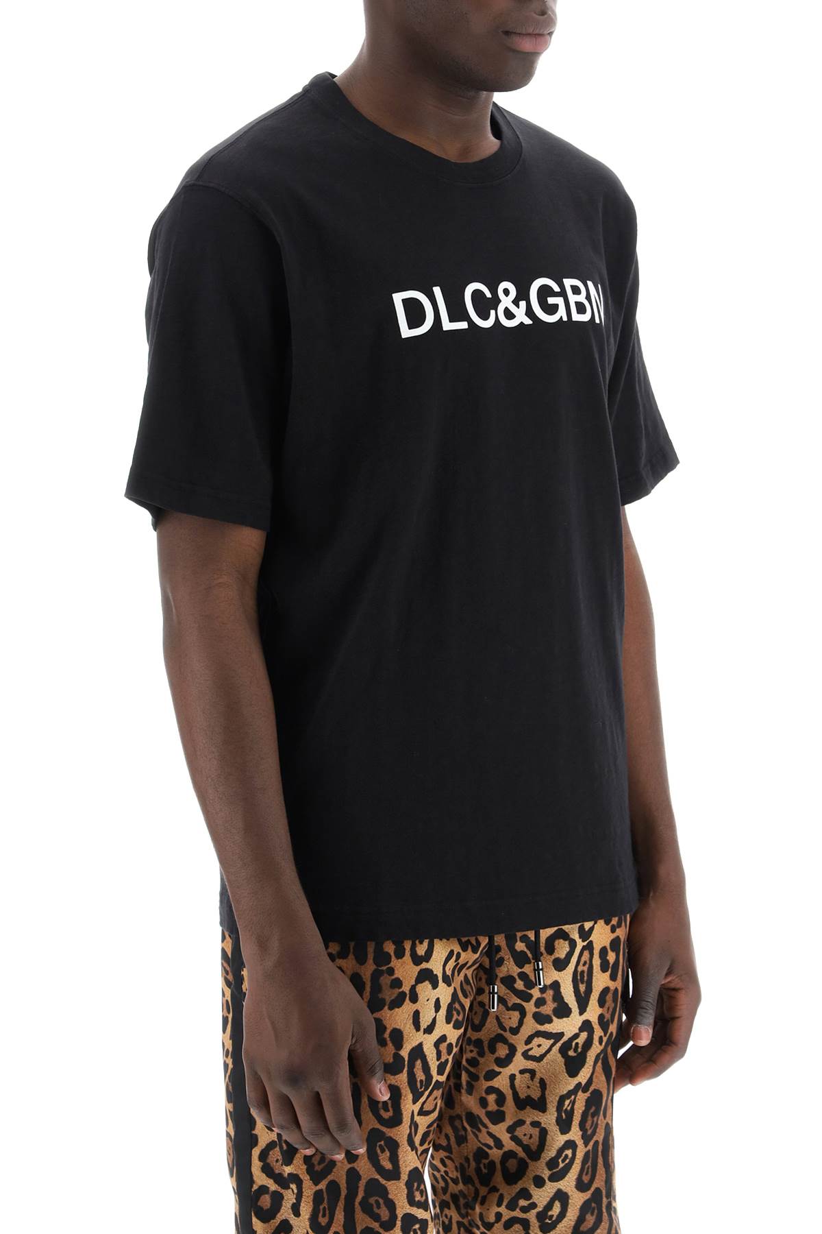 Dolce & Gabbana Crewneck T Shirt With Logo   Black