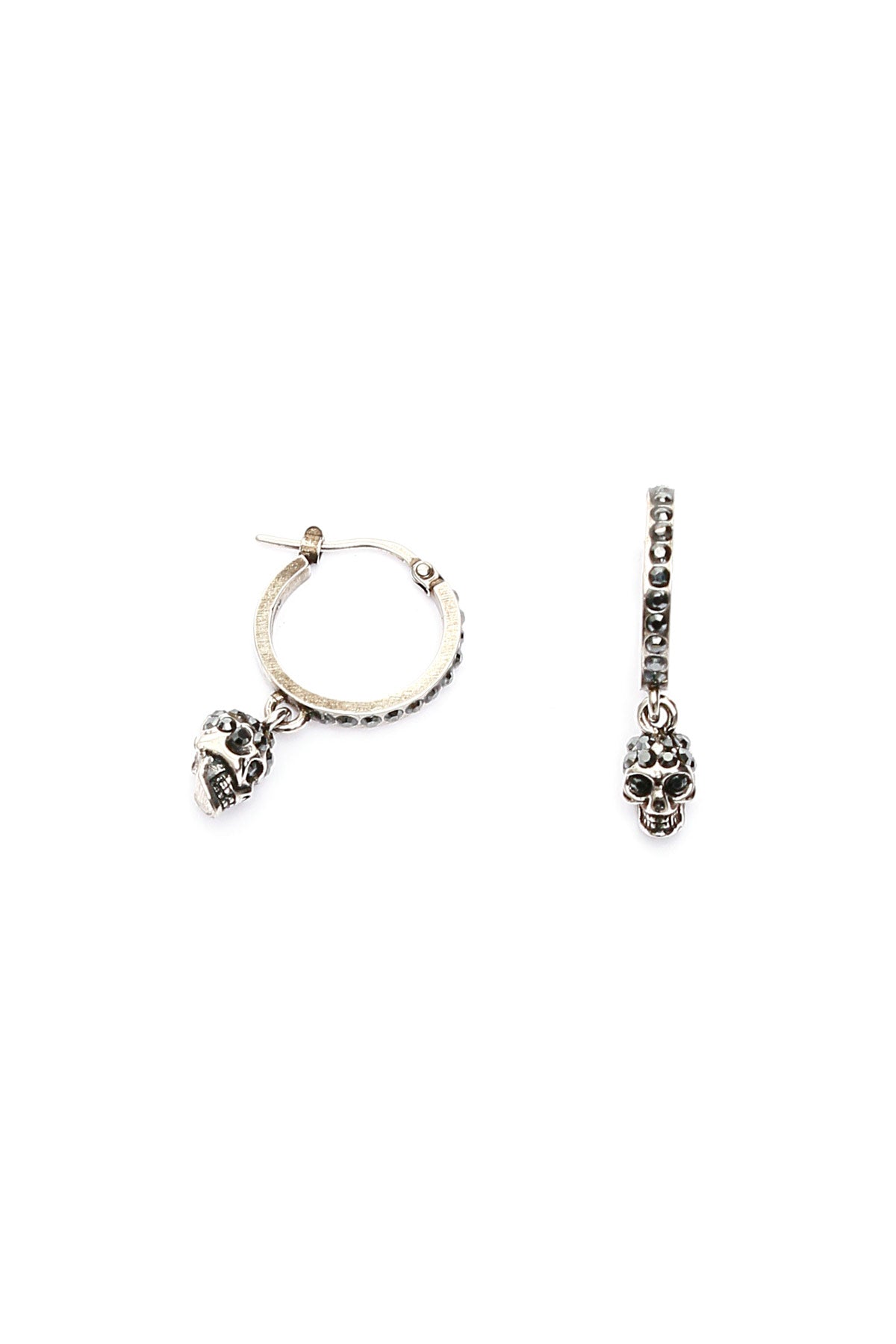 Alexander Mcqueen Hoop Earrings With Skull Pendant   Silver