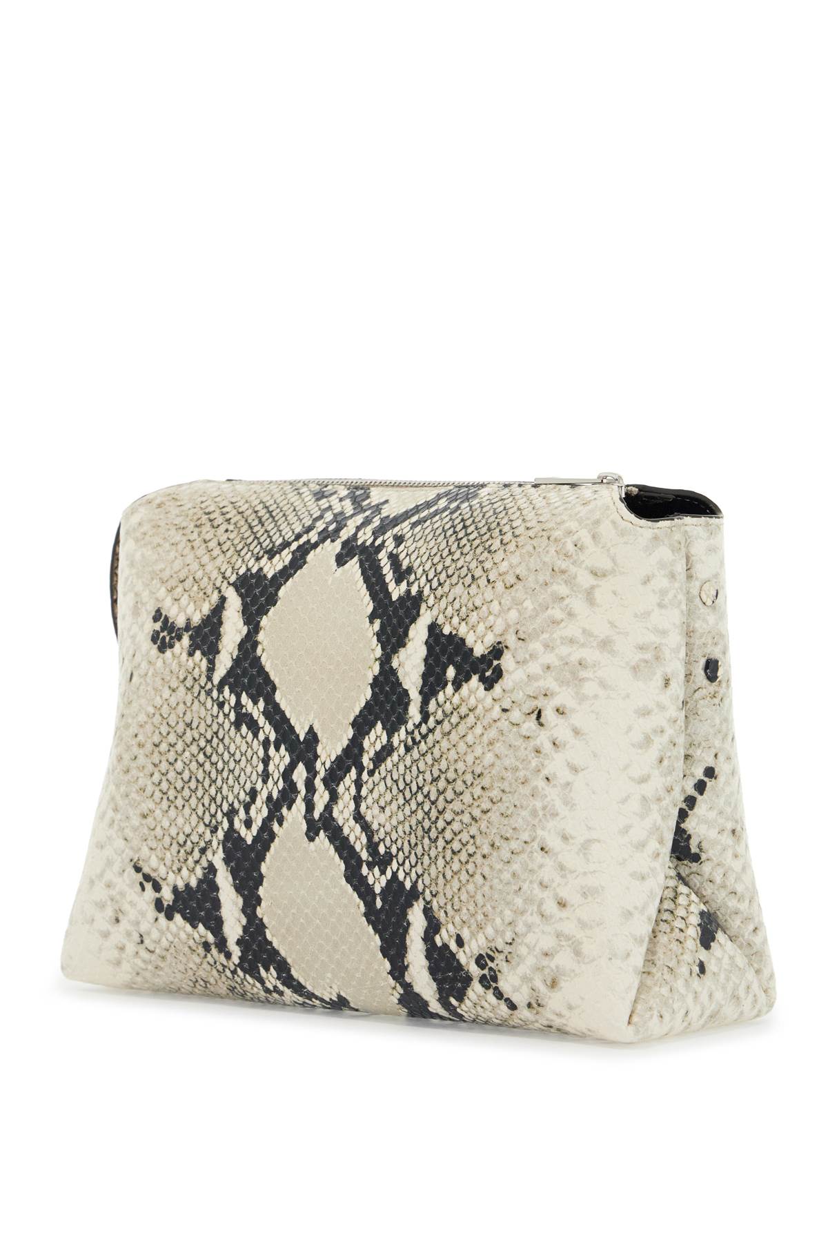 Khaite Python Print Leather Lina Clutch Bag   Neutral