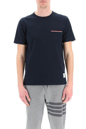 Thom Browne T Shirt With Chest Pocket   Blue