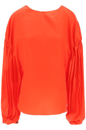 Khaite Replace With Double Quotequico Blouse With Puffed Sleeves   Red