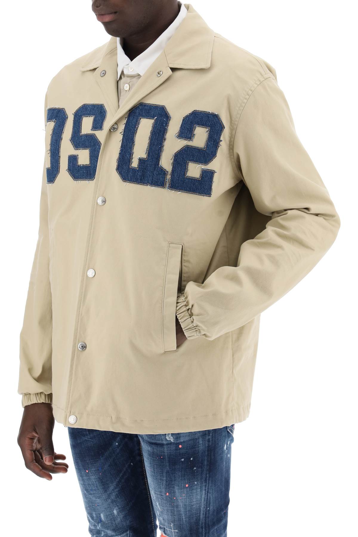 Dsquared2 Cotton Coach Overshirt   Beige