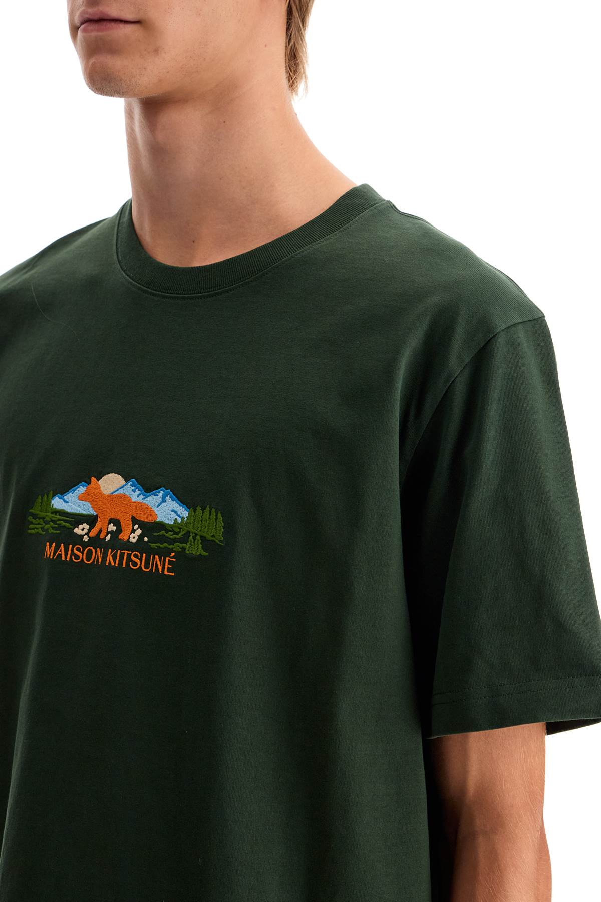 Maison Kitsune "fox Outdoor Profile T Shirt   Green