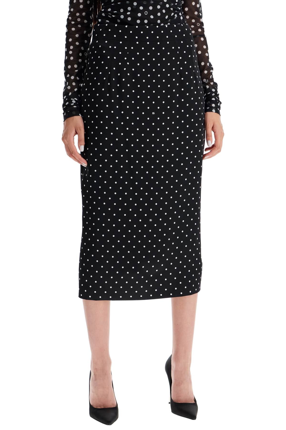 Dolce & Gabbana Stretch Charmeuse Pencil Skirt   Black