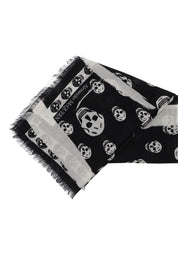 Alexander Mcqueen Slashed Skull Scarf   Black