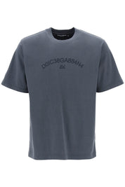 Dolce & Gabbana Cotton T Shirt With Logo Print   Grey