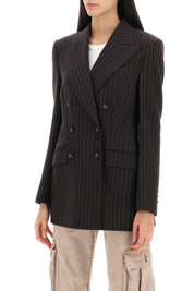 Dolce & Gabbana Pinstriped Turlington Jacket   Brown