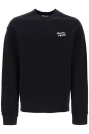 Maison Kitsune Crewneck Sweatshirt With Logo Lettering   Black