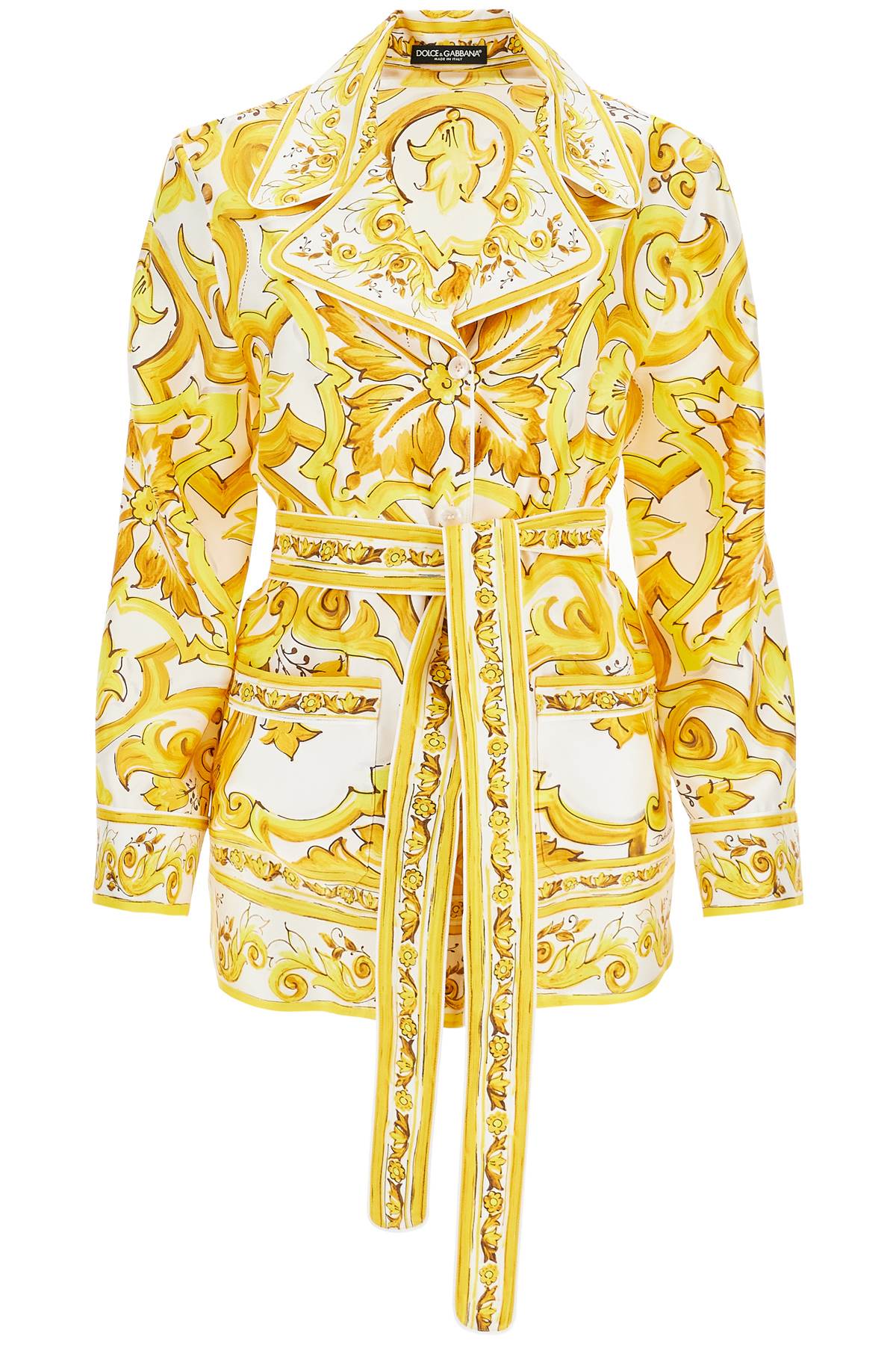 Dolce & Gabbana Silk Blouse With Maiolica Print And   White