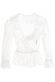 Dolce & Gabbana Silk Chiffon Blouse With Ruffles.   White