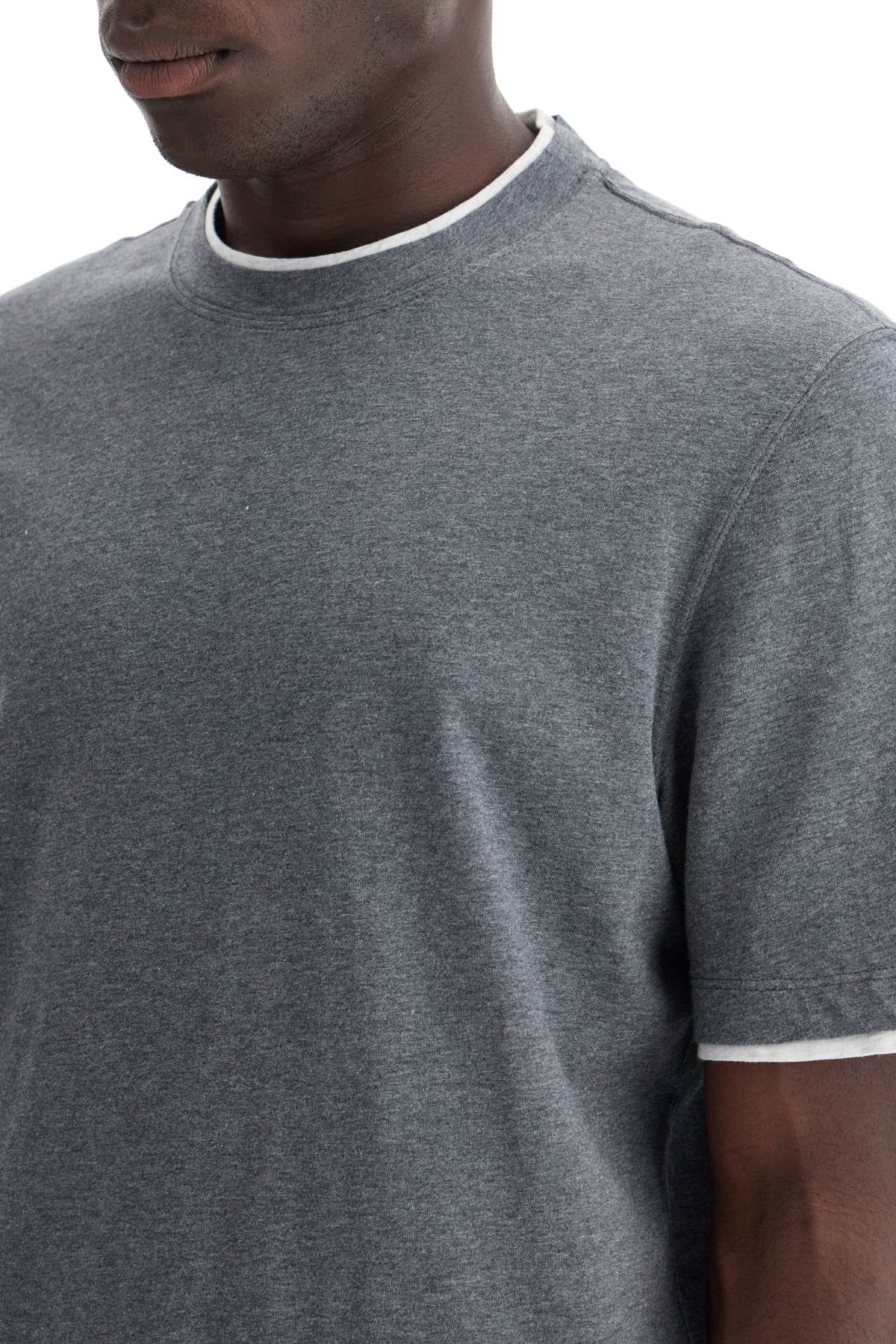 Brunello Cucinelli Layered Effect T Shirt   Grey