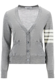 Thom Browne 4 Bar Wool Melange Cardigan   Grey