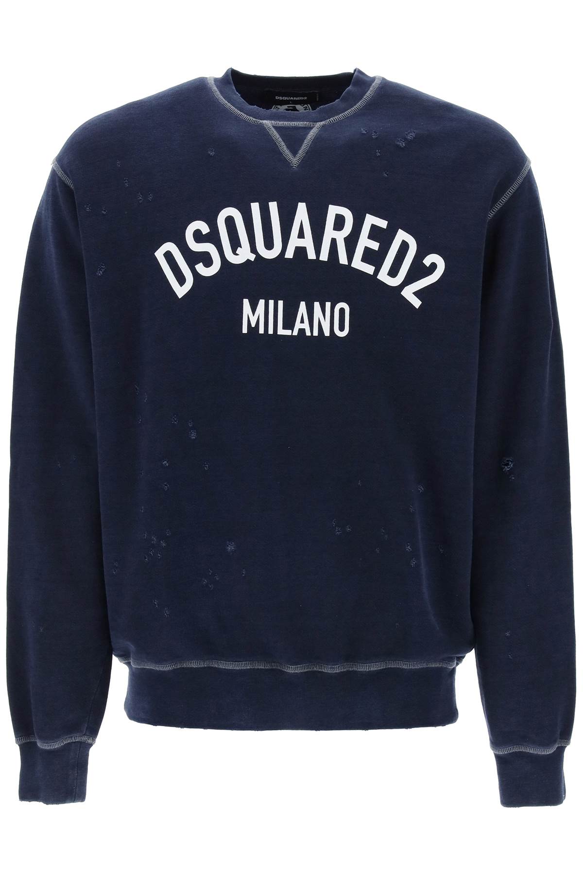 Dsquared2 Replace With Double Quoteused Effect Cool Fit Sweatshirt   Blue