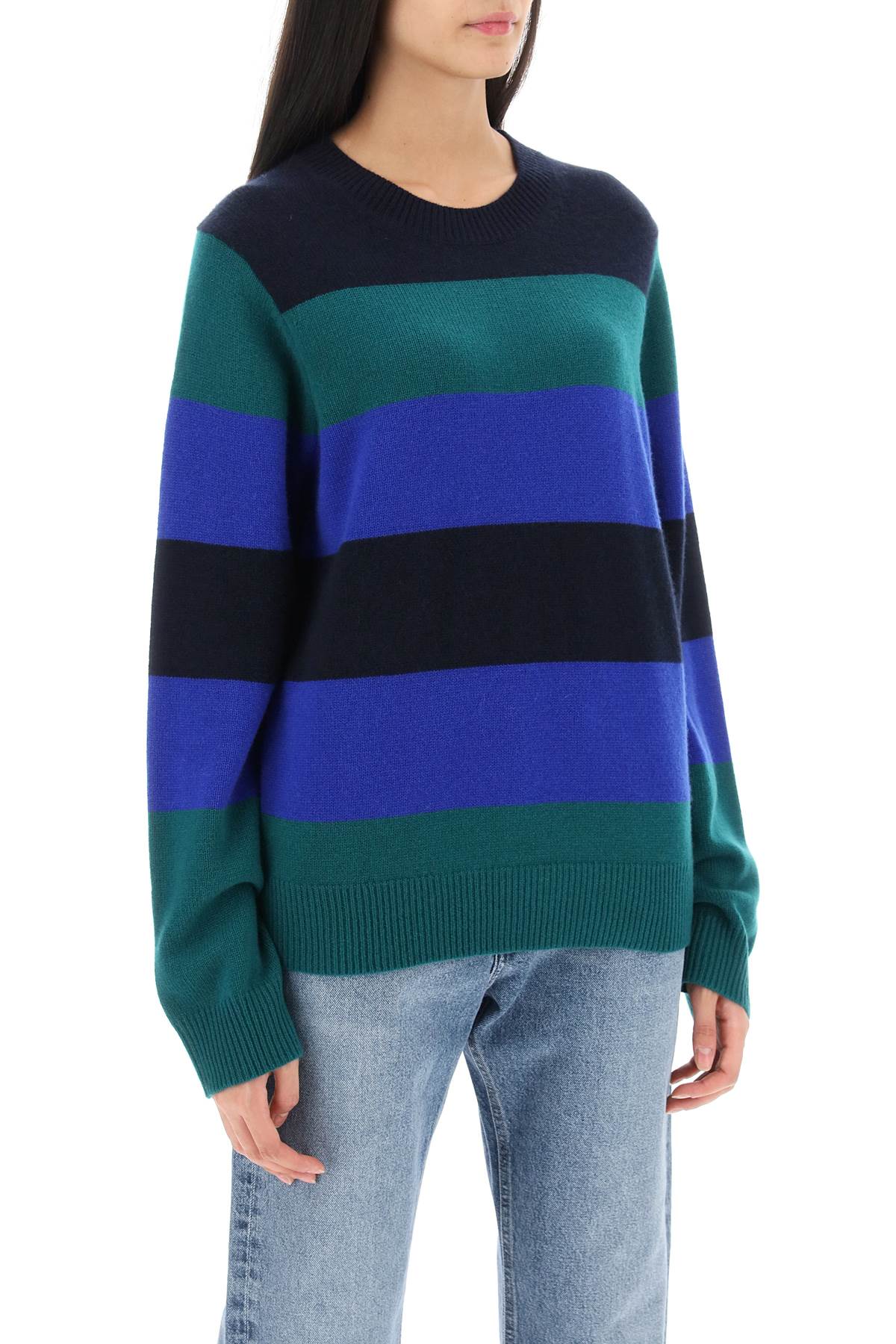 Guest In Residence Striped Cashmere Sweater   Green