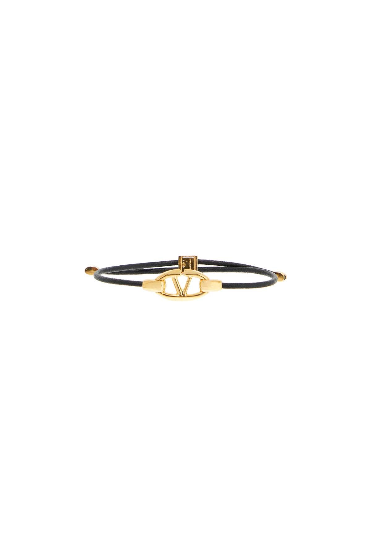 Valentino Garavani Leather Vlogo Bracelet 'The Bold   Gold