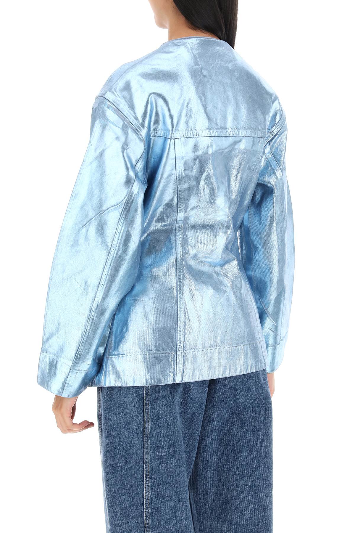 Ganni Foil Denim Jacket   Light Blue