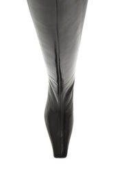 Khaite Davis Knee High Shiny Leather Boots   Black