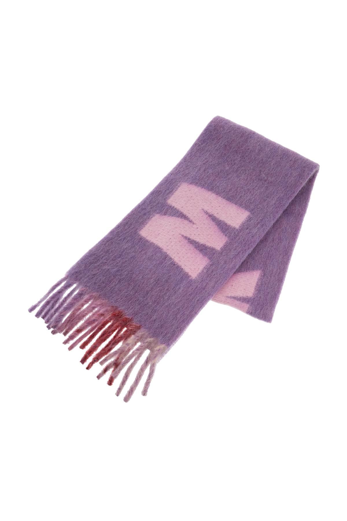 Marni Wool And Mohair Scarf With Maxi Logo   Purple