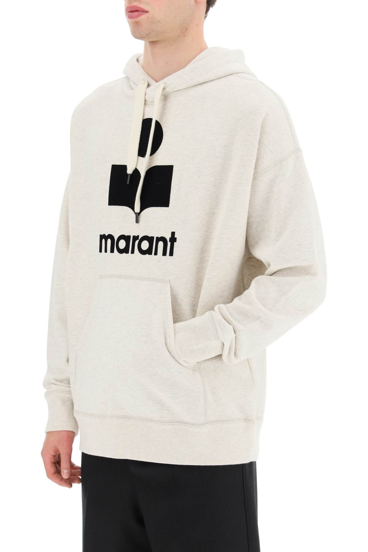 Marant 'Miley' Hoodie With Flocked Logo   Grey