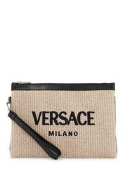 Versace Raffia Pouch For   Black